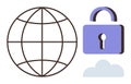 Global Internet Security with Lock and Cloud Visual Representation Royalty Free Stock Photo