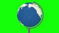 Globe rotating animation loop green screen