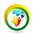 Globe save world People care sun taking care people save protect family care logo icon element vector desing Royalty Free Stock Photo