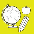 Globe School Tools Stationery Digital Stamp Outline