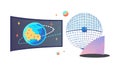 Globe on Screen with Grid, Global Data and Networks, vector design Generative AI Royalty Free Stock Photo