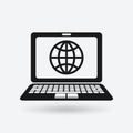 Globe on screen of laptop symbol