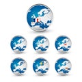Globe set with EU countries World Map Location Part 3 Royalty Free Stock Photo