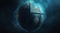 A globe with a shield exemplifies secure global connectivity created with Generative AI