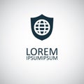 Globe shield icon for web and