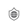 Globe shield outline icon
