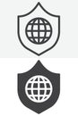 Globe shield security line and solid different style vector icon set Royalty Free Stock Photo