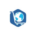 Globe shopping cart vector logo design. Royalty Free Stock Photo