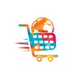 Globe shopping cart vector logo design. Royalty Free Stock Photo