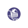 Globe shopping cart vector logo design. Royalty Free Stock Photo