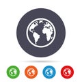 Globe sign icon. World map geography symbol. Royalty Free Stock Photo