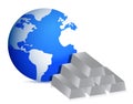 Globe with silver bars illustration Royalty Free Stock Photo