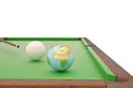 Globe and snooker creative concept 3d illustration.