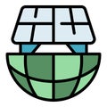 Globe solar panel icon vector flat