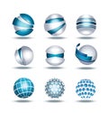 Globe sphere 3d icons set illustration