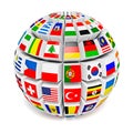 Globe sphere with flags of the world Royalty Free Stock Photo