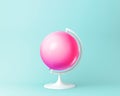 Globe sphere orb balloon pink concept on pastel blue background.