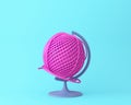 Globe sphere orb Pink thread ball concept on pastel blue
