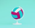 Globe sphere the orb Volleyball concept on pastel blue background. minimal idea sports concept. An idea creative to produce work