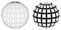 Globe sphere planet earth with intertwined Parallels and meridians, vector intertwined lines globe