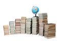 A globe on stacks of old books Royalty Free Stock Photo