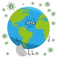 The globe is suffering. Earth Day. Global virus.