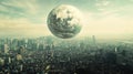 A globe superimposed over a cityscape, symbolizing global urbanization and interconnectedness Royalty Free Stock Photo