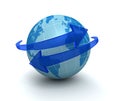 Globe surrounding arrow concept 3d illustration Royalty Free Stock Photo