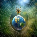 Globe Suspended in Spider Silk Royalty Free Stock Photo