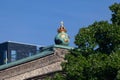 Globe with the Swedish crown on top of the central train station of Gothenburg, Sweden