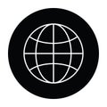 Globe symbol black and white vector illustration