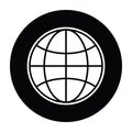 Globe symbol black and white vector illustration