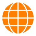 Globe symbol icon - orange simple, isolated - vector Royalty Free Stock Photo