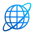 Globe symbol icon with orbit - blue gradient, isolated - vector Royalty Free Stock Photo