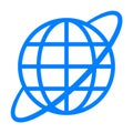 Globe symbol icon with orbit - blue simple, isolated - vector Royalty Free Stock Photo