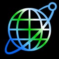 Globe symbol icon with orbit and satellite - Earth gradient, isolated - vector