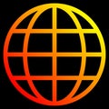 Globe symbol icon - yellow orange red gradient, isolated - vector Royalty Free Stock Photo