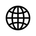 Globe symbol. Planet Earth or internet browser sign. Outline modern design element. Simple black flat vector icon with