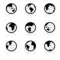 Globe symbols - icons of world Royalty Free Stock Photo