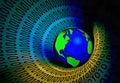 Globe in tunnel of binary code Royalty Free Stock Photo