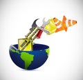 Globe under construction illustration design Royalty Free Stock Photo