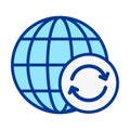 Globe Update Flat Colored Icon for Worldwide Sync and Digital Refresh Royalty Free Stock Photo