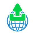 Globe With Upload Symbol Icon
