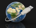 Globe and USB Cable (clipping path included) Royalty Free Stock Photo