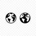 Globe vector icon, earth travel website language change web symbol with world continent map