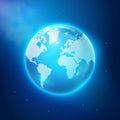 Vector World globe in space. Planet earth with modern technological dark blue background. Global map. Earth day illustration Royalty Free Stock Photo