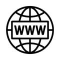 Globe with W text inside a rectangle icon Keywords: internet, web, world, globe, www, network Royalty Free Stock Photo