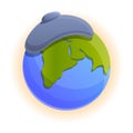 Globe warm cap icon, cartoon style Royalty Free Stock Photo