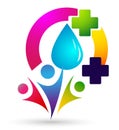 Globe Water drop medical logo concept of water drop with world save earth wellness symbol icon nature drops elements vector design Royalty Free Stock Photo
