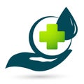 Globe Water medical health drop save logo concept with world save earth wellness symbol icon nature drops elements vector design Royalty Free Stock Photo